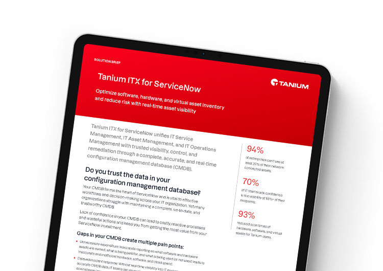 Mobile featured image. Tanium ITX for ServiceNow solution brief