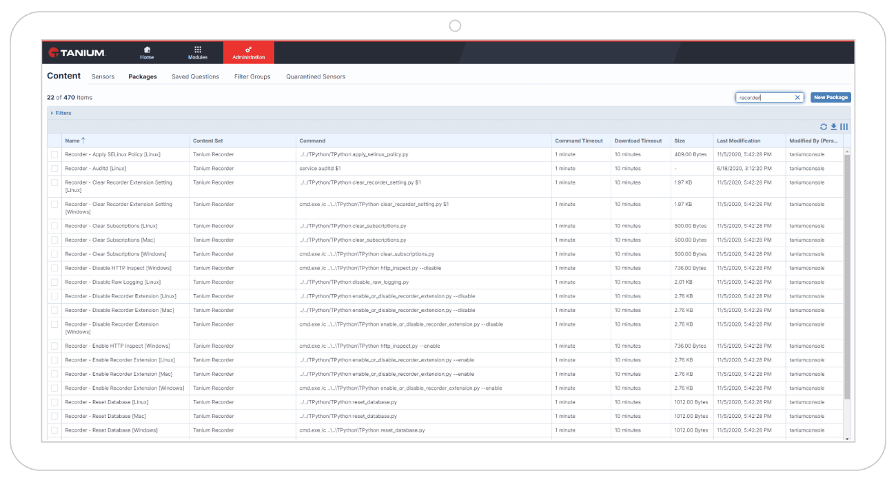 Tanium client recorder