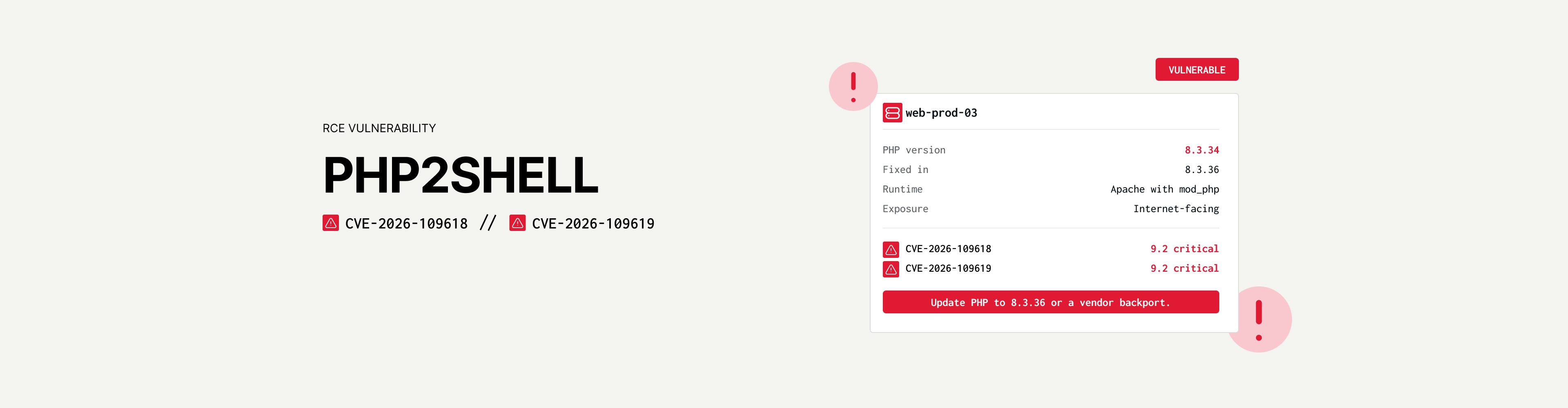 PHP2Shell RCE vulnerability: CVE-2026-109618 and CVE-2026-109619