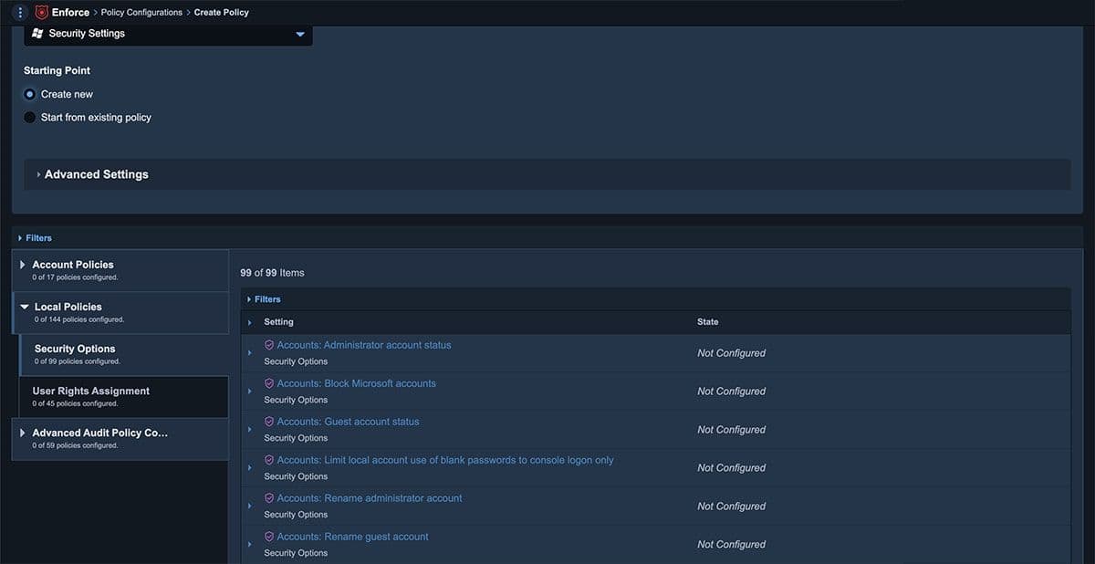Enhanced policy management for Windows