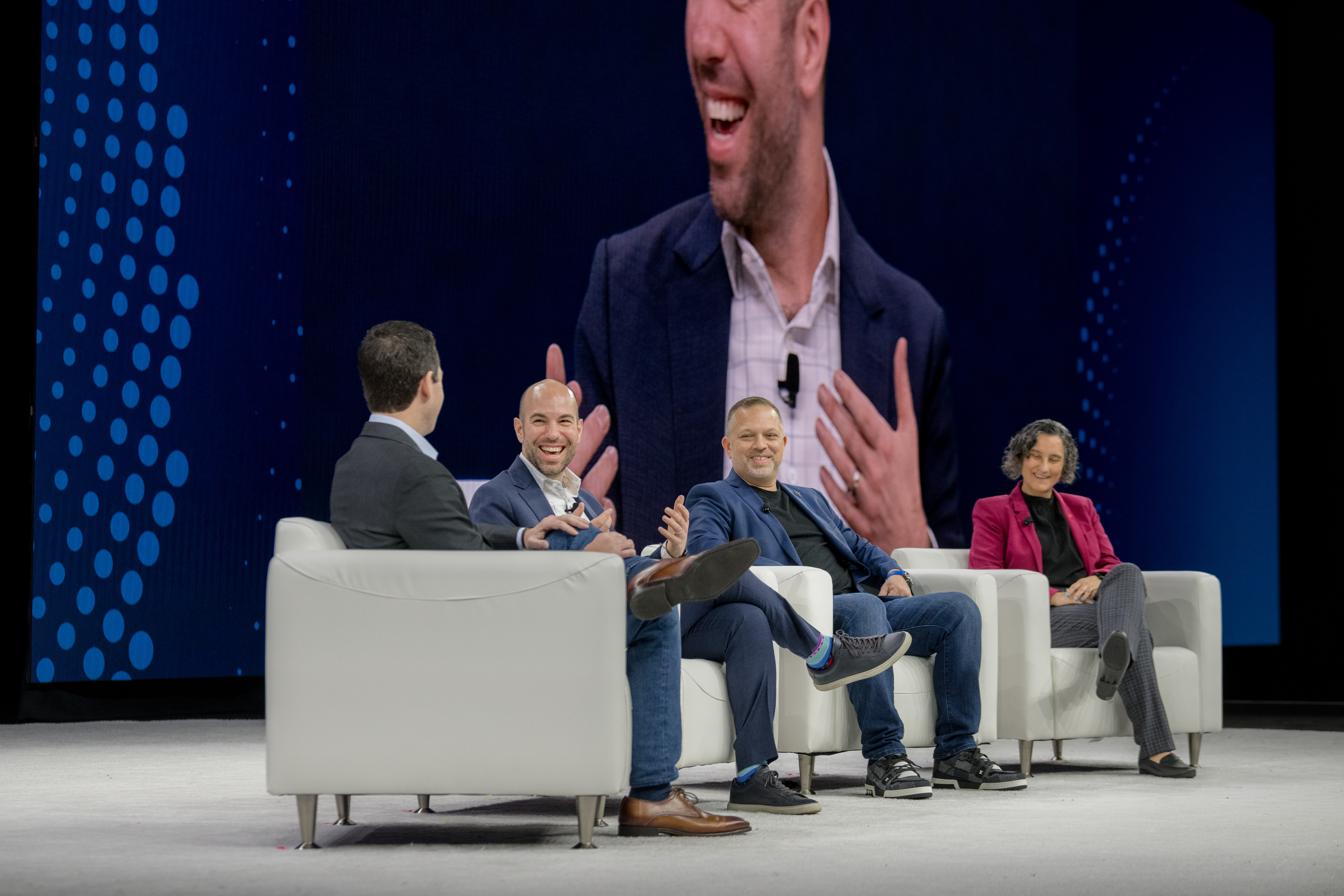 Image of Tanium Chief Customer Officer Charles Ross, City of Boston CISO Greg McCarthy, SAP VP of Managed Cloud Services for the Intelligent Spend Business Network Adam Levinson, and Scotiabank VP of Security Engineering and Deployment Vicky Laurens