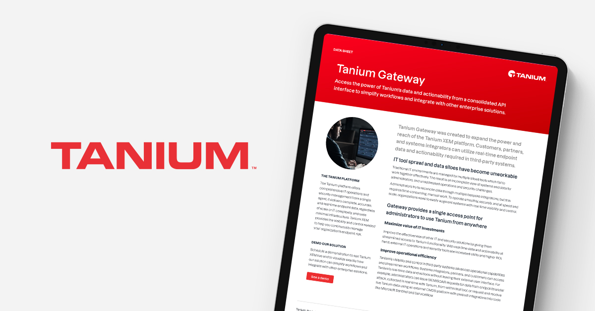 Tanium Gateway data sheet Tanium