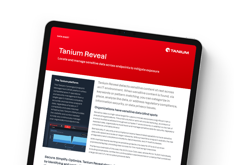 Mobile featured image: Tanium Reveal data sheet