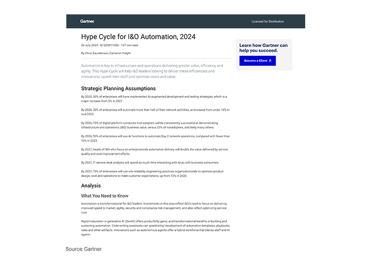 Mobile featured image: Gartner Hype Cycle for I&O Automation