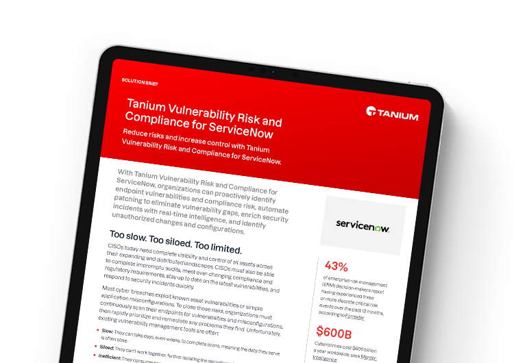 Mobile featured image. Tanium Vulnerability Risk and Compliance for ServiceNow