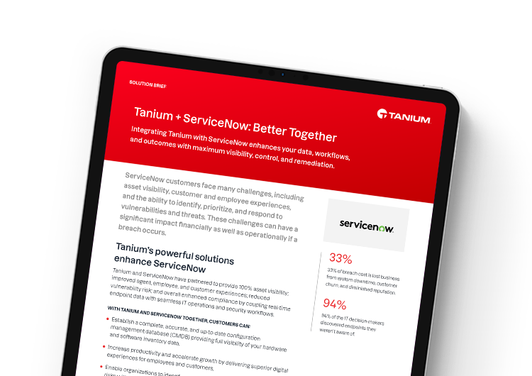 Mobile featured image. Tanium and ServiceNow partnership brief